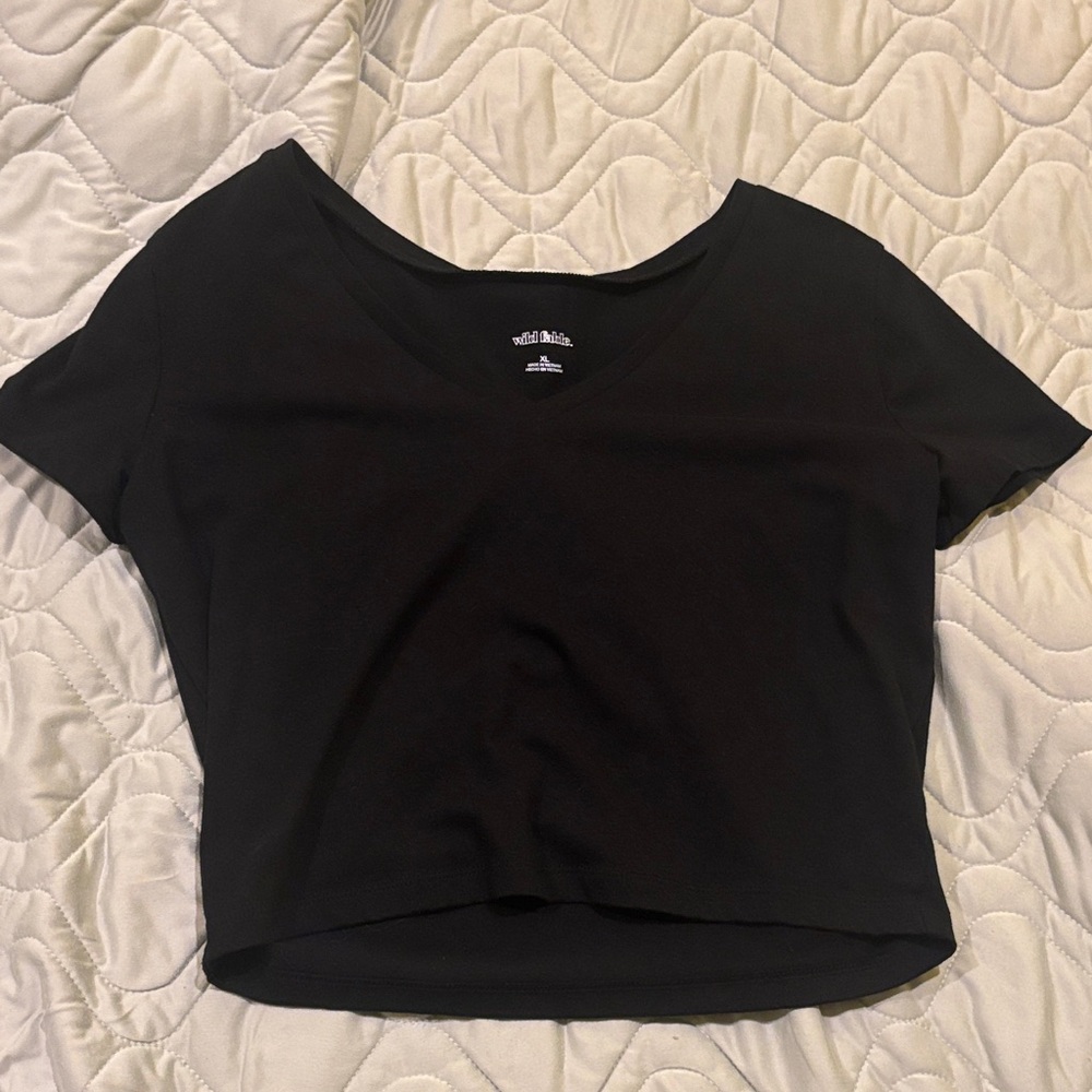 Wild Fable Black V-Neck Crop Top